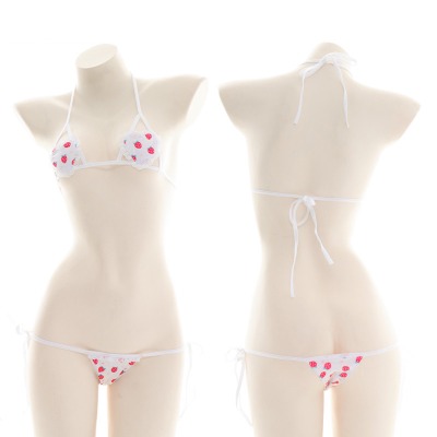5.39US $ 50% OFF|Japanischen Lolita Kawaii Dessous Erwachsene Cosplay Erotische Kostüme Bh Frauen Unterwäsche Set Erdbeere Bikini Weibliche Studenten Uniform|Dessous-Sets|   - AliExpress