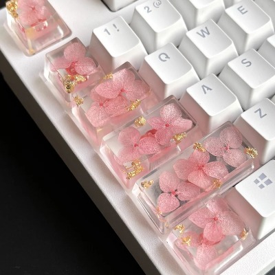 Custom Pink Floral Keycaps