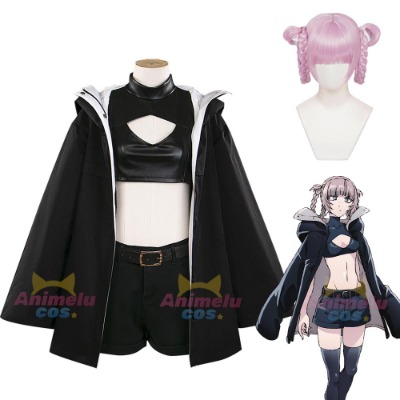 18.86US $ 40% de DESCUENTO|Call of The Night disfraz de Nanakusa Nazuna para mujer, peluca, capa negra, chaqueta, Chaleco de cuero, pantalones cortos, traje Yofukashi No Uta| |   - AliExpress