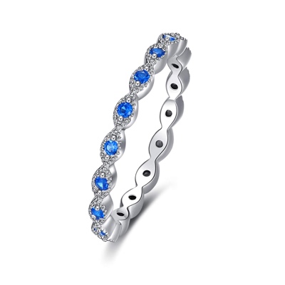 925 Sterling Silver Evil Eye Ring with 5A Cubic Zirconia Good Luck Stacking Ring for Women