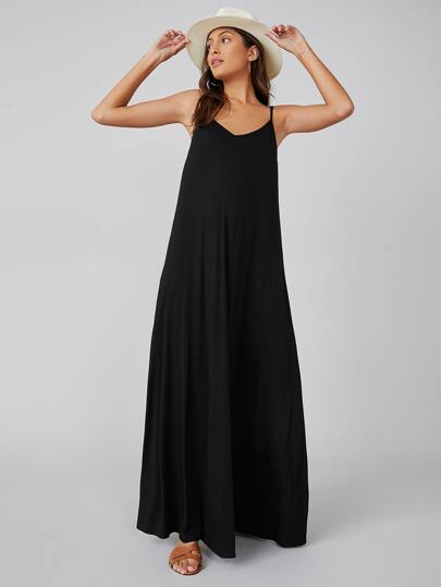 SHEIN BASICS Pocket Side Solid Cami Dress