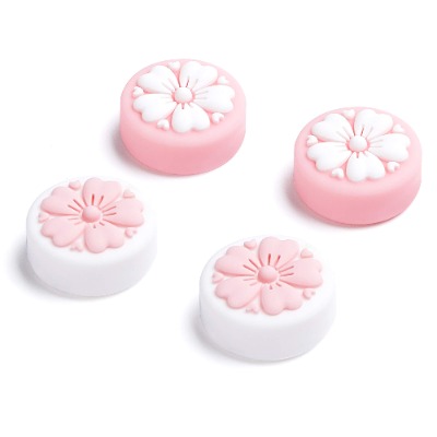 LeyuSmart 2020 Upgrade Sakura Flower Thumb Grip Caps for Nintendo Switch  Lite, Cute Joystick Cap, Silicone Analog Stick Cover Skin for Joy-Con(PinkWhite)