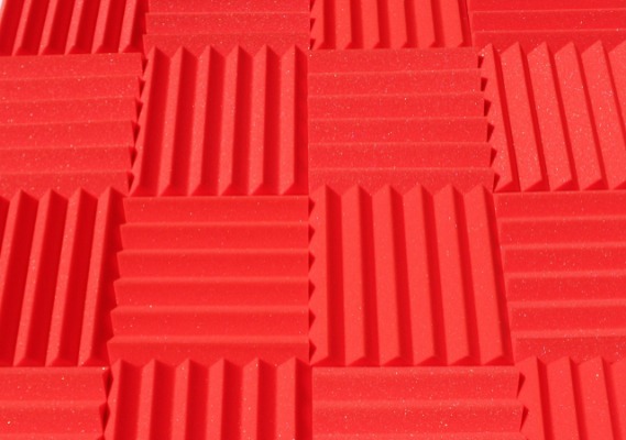 Soundproofing Acoustic Studio Foam - Red Color - Wedge Style Panels 12”x12”x2” Tiles - 4 Pack