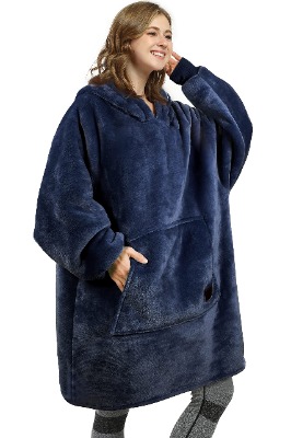 Oversized Hoodie Blanket Sweatshirt,Super Soft Warm Comfortable Sherpa Giant Pullover with Large Front Pocket,for Adults Men Women Teenagers Kids,Blue