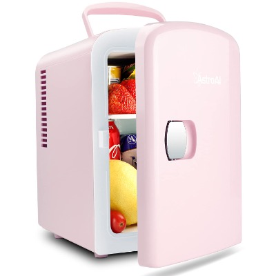 AstroAI Mini Fridge, 4 Liter/6 Can AC/DC Portable Thermoelectric Cooler and Warmer Refrigerators for Skincare, Beverage, Food, Cosmetics, Home, Office and Car, ETL Listed (Pink)