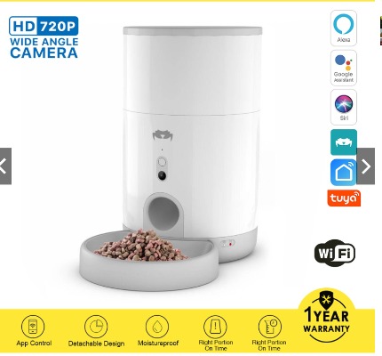 CrabTek Automatic Pet Feeder w/ Wide Angle Camera and 2 way Audio