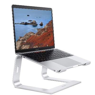 Laptop Stand, OMOTON Laptop Riser, Aluminum Laptop Holder Computer Stand Mount for Desk, Compatible with MacBook Air/Pro, Dell, HP, Lenovo and All Laptops (10-15.6 inch),Silver