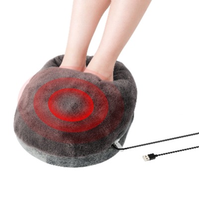 welltop Heated Foot Warmer, USB Electric Heated Feet Warmers Cushion Washable Women and Men Plush Fluffy Heater Thermal Heating Pad Cushion Slippers Shoes for Winter Office Therapy Message - Grey