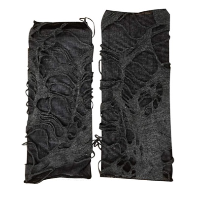 VOSAREA 1 Pair of Cosplay Ripped Gloves Halloween Decoration Beggar Black Ragged Punk Gloves (Black Grey)