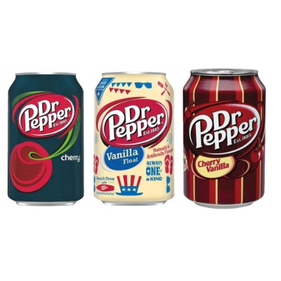 Dr Pepper Variety Pack 6 x 355ml Cans - 2 x Vanilla Float - 2 x Cherry Vanilla - 2 x Cherry
