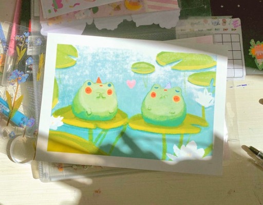 Frogs in Love A5 Print  Matte Laminated | Etsy