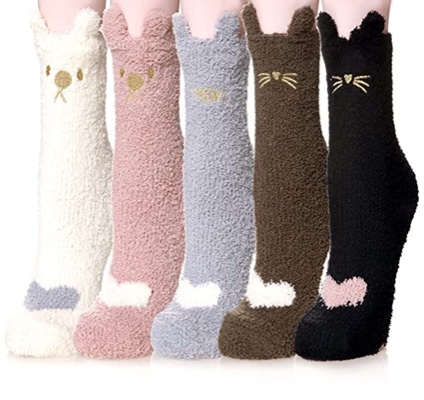 5 Pack Women Fuzzy Socks - Soft Fuzzy Socks, Womens Fuzzy Slipper Winter Socks, Thick Warm Microfiber Cozy Home Socks, Sleeping Fuzzy Cozy Socks For Women Girls