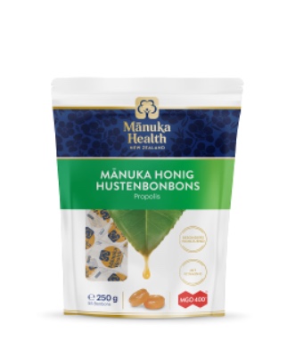 Manuka Health - MGO 400 + Lutschbonbons mit Propolis 250 g - 100% Pur aus Neuseeland mit zertifiziertem Methylglyoxal Gehalt und Vitamin C Bonbons