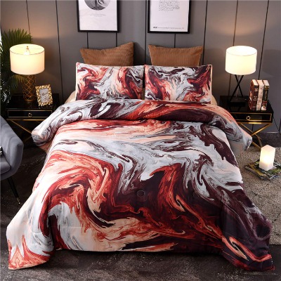 Sisher Queen Size Bedding Comforter Sets, 3 Pcs Marble Comforter Sets Oil Painting Design,Artwork Watercolor Ultra Soft Quilt Set