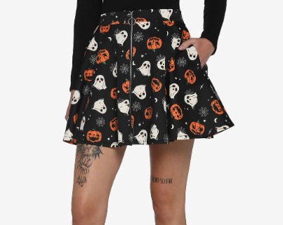 Pumpkin Ghost & Web Zipper Skirt | Hot Topic