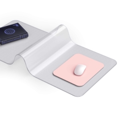 Frosted Clear Desk Pad, Round Edge Non Slip Writing Mat, 31.5”x15.7” Waterproof PVC Desk Mat with 7.9”x9.8” PU Leather Mouse Pad for Office/Home