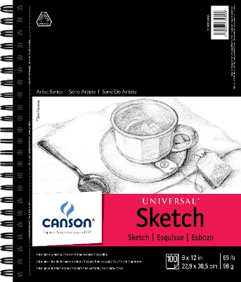 Canson 702-192 Universal Sketch Pad, Side Wire Bound, 9" x 12", White