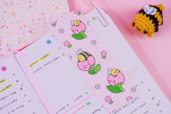 Bumblebutt the Bee Bookmark  Pink Peony  Velvet Soft Luxury | Etsy UK