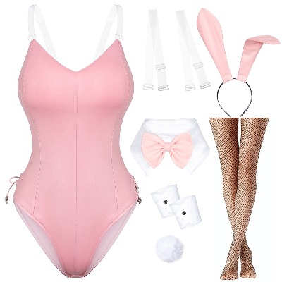 Womens Bunny Girl Suit Anime Role Costume Senpai Cosplay Bodysuit One Piece Stockings Set