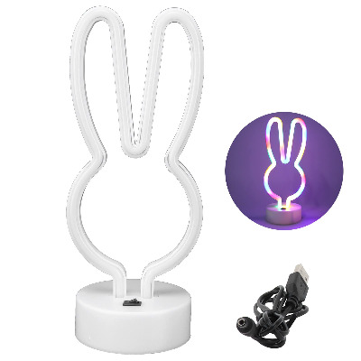 HERCHR Neon Bunny Lights, Cute Rabbit Night Light LED Neon Signs Mit Sockel Für Mädchen Schlafzimmer Valentine Decor