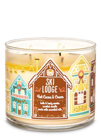 White Barn Bath & Body Works 3 Wick Candle Hot Coco & Cream Ski Lodge