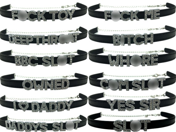Sexy Leather Choker Necklaces Adjustable Chain Fuck Toy Whore | Etsy