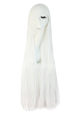MapofBeauty 40" 100cm Anime Costume Long Straight Cosplay Wig Party Wig (White)