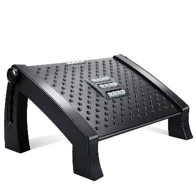 POWERAXIS Footrest Under Desk, Office Desk Foot Rest with Massage Non-Slip Foot Stool Relieve Leg, Knee and Back Pain for Office, Home with 6 Adjustable Heights