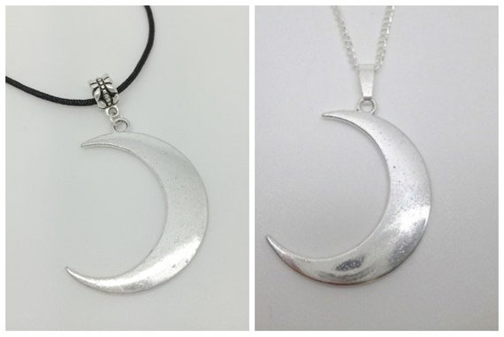 Large Tibetan Silver Crescent Moon Pendant on a Silver | Etsy UK