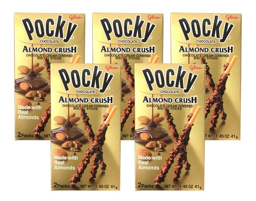 [ 5 Packs ] Pocky Chocolate Almond Crush Biscuit By Glico 1.45oz
