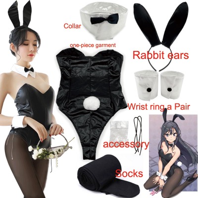 Disfraz de Cosplay Sakurajima Mai para niñas, mono Sexy negro para Halloween, Rascal no sueña con Conejitos, Senpai Cos no socks