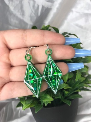 Custom Resin Plumbob Earrings | Etsy UK