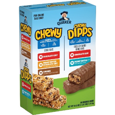 Quaker Chewy Granola Bars, Chewy  Dipps Variety Pack, (58 Bars)