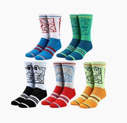 Super Mario Bros. Split Character Crew Socks 5 Pack