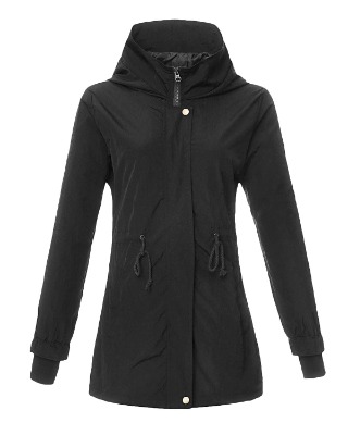 4How Trench Imper Femme Veste Légère Coupe Vent Manteau Kway Femme Imperméable avec Capuche Noir Bleu Marine