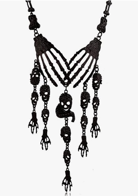 Halloween Gothic Skull Necklace Punk Skull Tassel Choker Necklace Skull Claw Halloween Necklace Jewelry - Black Zinc