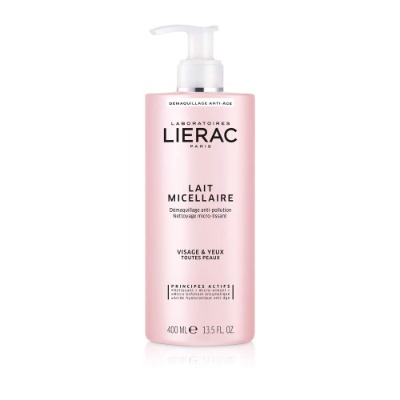 Lierac Latte Micellare Struccante Viso e Occhi Senza Risciacquo, per Tutti i Tipi di Pelle, Formato da 400 ml