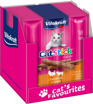 Vitakraft Cat-Stick Mini turkey and lamb, 60 sticks (10 zakken met 6 stoken)
