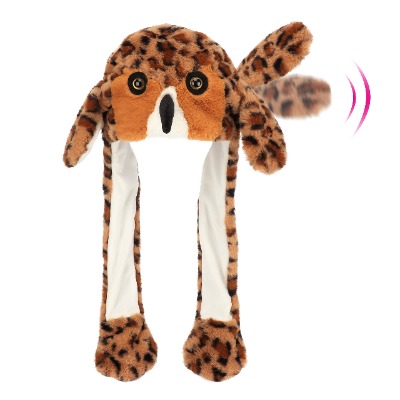 Hopearl Animal Hat with Ears Moving Jumping Pop Up Beating Plush Dress Up, 22''