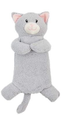 Hot Water Bottle with Unicorn Pug Penguin Monkey Plush Super Soft Cover Premium Natural Rubber 1 Litre Hot Water Bag - Helps Provide Warmth and Comfort (Grey Cat)