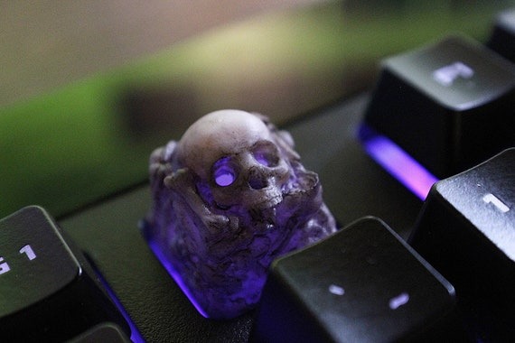 Skull and Bones Keycap  Halloween Artisan Keycap Collection | Etsy