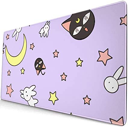 DUOAMARE Purple Sailor Moon Mouse Pad Desk Mat ，Extra Large Cute Anime Long Keyboard Mouse Pad for Girls/Women
