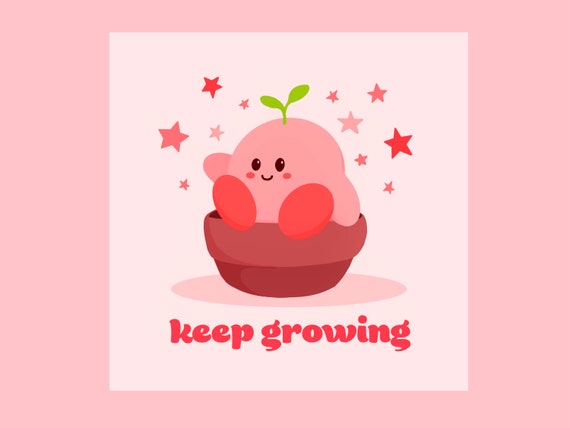 Kirby Digital Art Print  Keep Growing 5x5inch  Matte | Etsy Canada