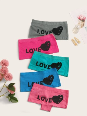 5pack Heart & Letter Panty Set