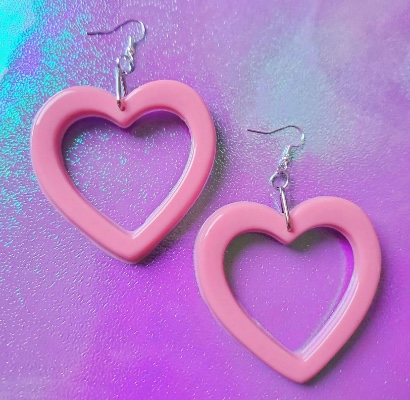 Big Heart Earrings / Cute Pink Earrings / Statement Earrings / Jennifer's Body Movie