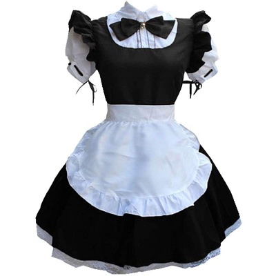 XIAOYUER Damen French Maid Costume Dress kostüm Sexy Lolita Kleid Cosplay Uniform Maid Cosplay Kostüm Frauen Kopfbedeckung Schürze Fake Collar Bowknot Kleid Schwarz Blau Braun Lila S M L XL XXL XXXL