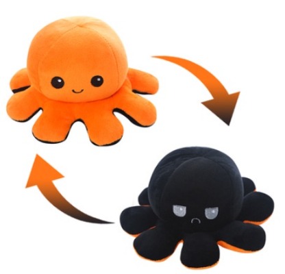 Octopus Plushie Toy Mood - Orange to Black