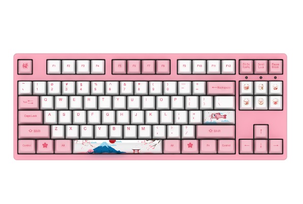 Akko 3087V2 World Tour Tokyo Sakura Pink TKL Gaming Mechanical Keyboard 87 Keys Double Shot Five-Side Dye Sub PBT Keycaps NKRO Detachable USB Type-C - Pink Switch