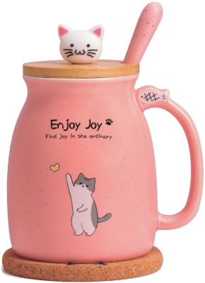 Cute Cat Cup Ceramic Coffee Mug with Kawaii Cat 