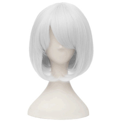 IMEYLE Wig White Cosplay Wig For Party Short Straight Wig With Bangs Synthetic Wig For Costume